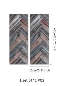 2 piezas Palo PVC piso clásico con patrón de madera impermeable autoadhesivo piso azulejo para casa - Multicolor - Ver 7