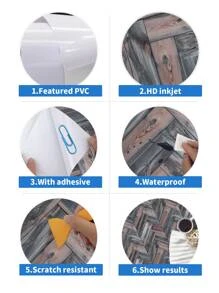 2 piezas Palo PVC piso clásico con patrón de madera impermeable autoadhesivo piso azulejo para casa - Multicolor - Ver 8