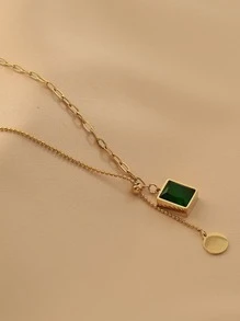 Square Charm Necklace - Yellow Gold - View 4