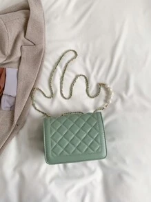 Green Square Bag Faux Pearl Decor Square Bag - Green - View 2