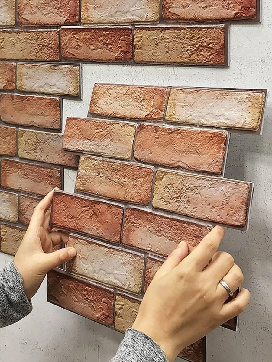 1pc PVC Wall Paper, Creative Brick Pattern Wall Adhesive Roll For Home - Multicolor - View 1