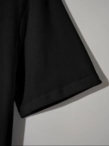 Manfinity Hombres Camiseta con estampado de letra - Negro - Ver 4