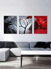 3 Cái/bộ Vải Không Dệt Tranh Có Khung, Hiện Đại Hoa Văn Cây Treo Tường Tranh Nghệ Thuật Cho Trang Trí Tường Nhà - Nhiều màu - Xem 1