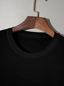 Manfinity Hombres Camiseta con estampado de letra - Negro - Ver 5