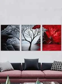 3 Cái/bộ Vải Không Dệt Tranh Có Khung, Hiện Đại Hoa Văn Cây Treo Tường Tranh Nghệ Thuật Cho Trang Trí Tường Nhà - Nhiều màu - Xem 5