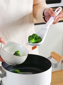 1pc ABS Colander Spoon, White Multifunction Long Handle Colander Spoon For Kitchen - White - View 3