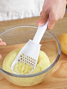 1pc ABS Colander Spoon, White Multifunction Long Handle Colander Spoon For Kitchen - White - View 5