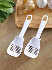1pc ABS Colander Spoon, White Multifunction Long Handle Colander Spoon For Kitchen - White - View 6