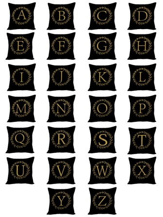 1pc Letter & Leaf Print Cushion Cover, Modern Woven Fabric Square Decorative Cushion Cover For Bed, Sofa