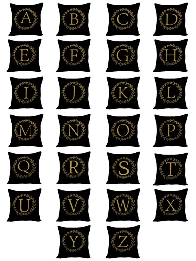 1pc Letter & Leaf Print Cushion Cover, Modern Woven Fabric Square Decorative Cushion Cover For Bed, Sofa
