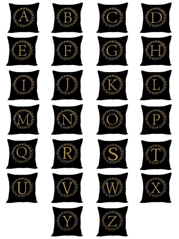 1pc Letter & Leaf Print Cushion Cover, Modern Woven Fabric Square Decorative Cushion Cover For Bed, Sofa