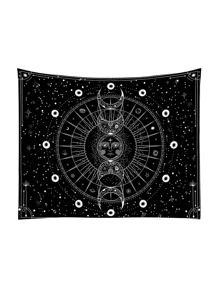 1pc Fabric Tapestry, Sun & Moon Pattern Wall Blanket For Home - Multicolor - View 5