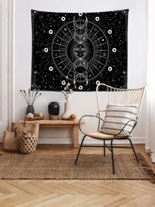 1pc Fabric Tapestry, Sun & Moon Pattern Wall Blanket For Home - Multicolor - View 7