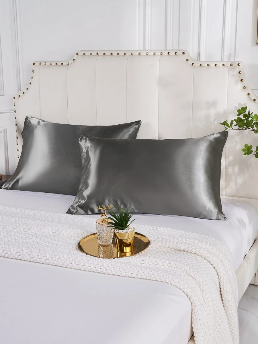 1對枕頭簡約緞面枕套