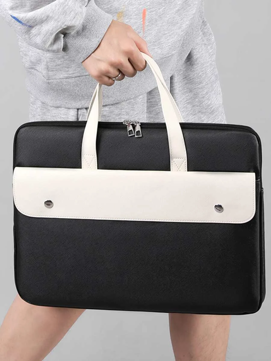 1pc 14 Inch Two Tone Laptop Bag - Multicolor - View 1