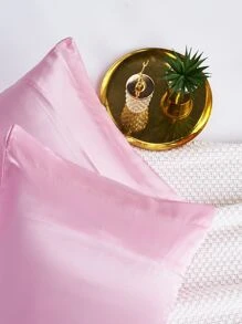 1 Màu Hồng Vỏ Gối Không Chất Độn, Tối Giản Satin Vỏ Gối Cho Giường, Tất Cả Các Mùa - Hồng - Xem 3