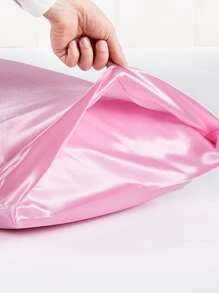 1 Màu Hồng Vỏ Gối Không Chất Độn, Tối Giản Satin Vỏ Gối Cho Giường, Tất Cả Các Mùa - Hồng - Xem 4