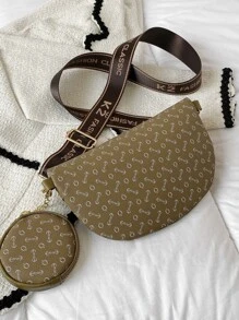 Cangurera con estampado con monedero - Caqui - Ver 3