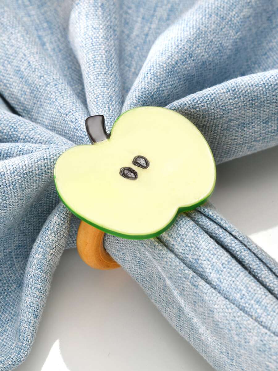 1pc Apple Design Napkin Ring, Cute Green Plastic Napkin Buckle For Party - Green - View 1