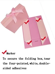 1pc Paper Gift Box(1 Gift Bag), Pink Gift Packaging Box For Party - Pink - View 4