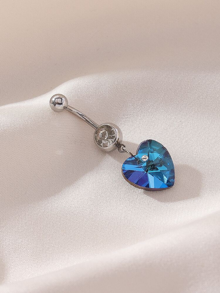 Rhinestone Heart Decor Navel Belly Ring - Multicolor - View 3