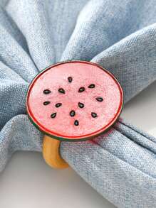 1pc Watermelon Decor Napkin Ring, Cute Round Plastic Napkin Buckle For Party - Multicolor - View 1