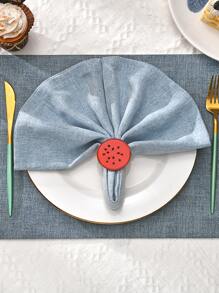 1pc Watermelon Decor Napkin Ring, Cute Round Plastic Napkin Buckle For Party - Multicolor - View 3