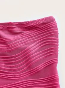 SHEIN EZwear Summer Solid Textured Crop Knit Hot Pink Tube Top Strapless Top - Hot Pink - View 3