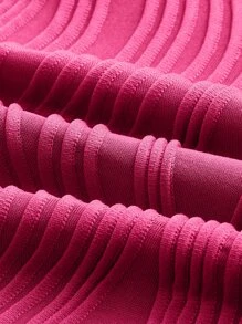 SHEIN EZwear Summer Solid Textured Crop Knit Hot Pink Tube Top Strapless Top - Hot Pink - View 4