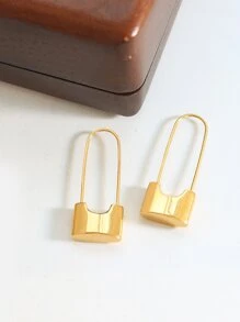 鎖裝飾圓耳環 - 金黃色 - 查看 2