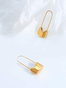 鎖裝飾圓耳環 - 金黃色 - 查看 3