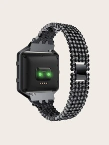 1 pieza Correa de reloj de acero inoxidable compatible con Fitbit Blaze - Negro - Ver 2