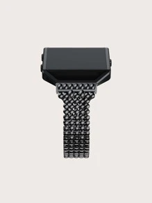 1 pieza Correa de reloj de acero inoxidable compatible con Fitbit Blaze - Negro - Ver 4