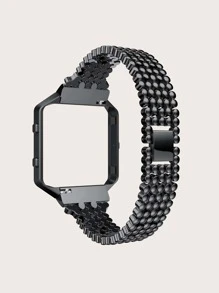 1 pieza Correa de reloj de acero inoxidable compatible con Fitbit Blaze - Negro - Ver 5