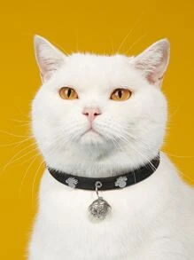 1pc Paw Decor Bell Charm Cổ áo thú cưng - màu đen - Xem 1