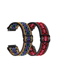 2 件/套弹性尼龙单圈表带，兼容三星 Galaxy Watch 6 5 4 40 毫米 44 毫米、Galaxy Watch 5 Pro 表带 45 毫米/Watch 6 4 经典表带 42 毫米 46 毫米 43 毫米 47 毫米/Active 2 男女款，柔软尼龙弹性编织表带，适用于 20 毫米 22 毫米，可作为学生返校礼物 - 彩色 - 查看 1