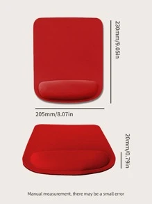 1pc Plain Mouse Pad With Wrist Rest - Red - View 5