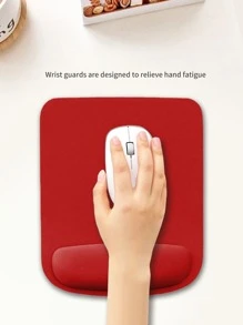 1pc Plain Mouse Pad With Wrist Rest - Red - View 4