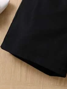 SHEIN 女孩愛心圖案荷葉邊上衣和附腰帶短褲 - 彩色 - 查看 6