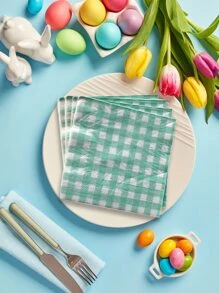 20入組/套格子圖案一次性現代紙餐巾 - 彩色 - 查看 1