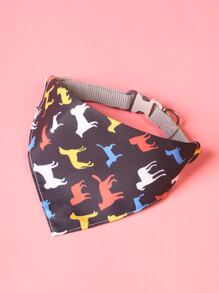 Supet 1入組卡通狗圖案寵物方巾 - 黑色 - 查看 1