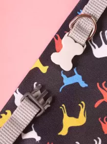 Supet 1入組卡通狗圖案寵物方巾 - 黑色 - 查看 5