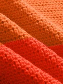 Breezaya Colourblock Backless Asymmetrical Hem Knit Top - Orange - View 3