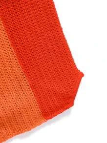 Breezaya Colourblock Backless Asymmetrical Hem Knit Top - Orange - View 4