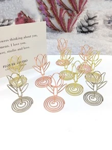 10入組金屬卡混色花朵設計卡片夾 - 彩色 - 查看 1