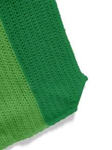 Franclia Top de punto unicolor de espalda abierta con cordón bajo asimétrico - Verde - Ver 5