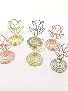 10入組金屬卡混色花朵設計卡片夾 - 彩色 - 查看 4