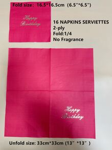 16入組/套紙質一次性餐巾紙標語圖案紙餐巾紙生日派對餐巾紙 - 紅色 - 查看 5