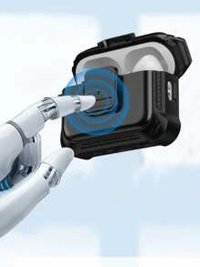 苹果耳机保护壳，男女适用，防震 iPod 保护壳带钥匙扣，兼容 Apple Earphone Pro/Pro2/3rd Gen/4th Gen 2nd Gen 1st Gen 充电盒 2&1 - 黑色 - 查看 3