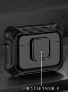 苹果耳机保护壳，男女适用，防震 iPod 保护壳带钥匙扣，兼容 Apple Earphone Pro/Pro2/3rd Gen/4th Gen 2nd Gen 1st Gen 充电盒 2&1 - 黑色 - 查看 5